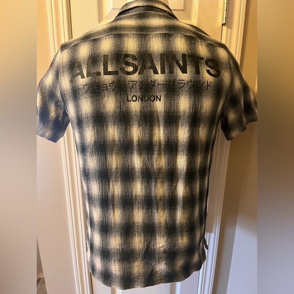 Mens All Saints Underground Relaxed Check Logo Shirt Small - Picture 6 of 11